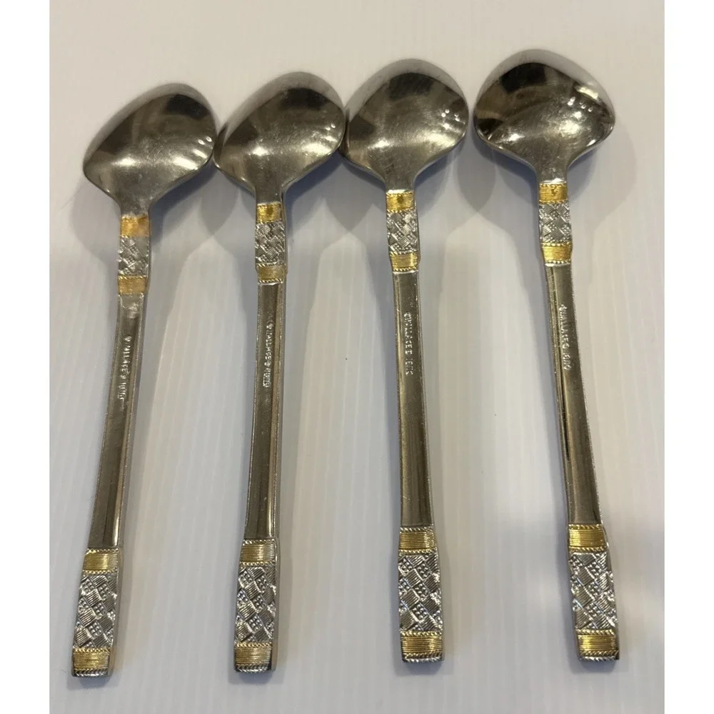 Wallace Golden Corsica Oval Soup Spoons Set Of 4 Stainless 18/10 Flatware 7 1/4